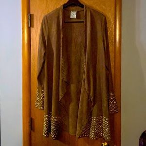 XL "suede" like jacket with bedazzled accents.